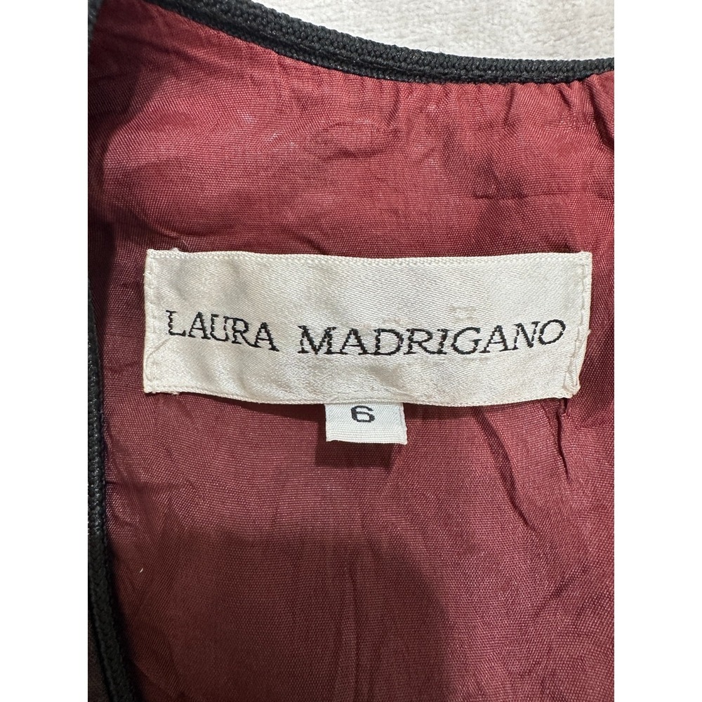 Vintage Laura Madrigano Dress Womens Size 6 Brown Sleeveless Quilted Lined Zip